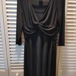 Jones Wear Black 3/4 Sleeve Knot Dress